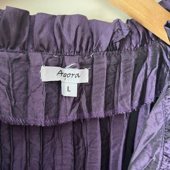 Y2k Vintage Agora Purple Crinkle Fairy Button Down Blouse Large - Picture 6 of 8